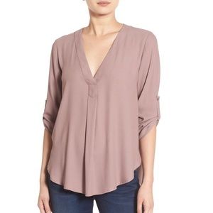 Lush all in favor v-neck crepe blouse